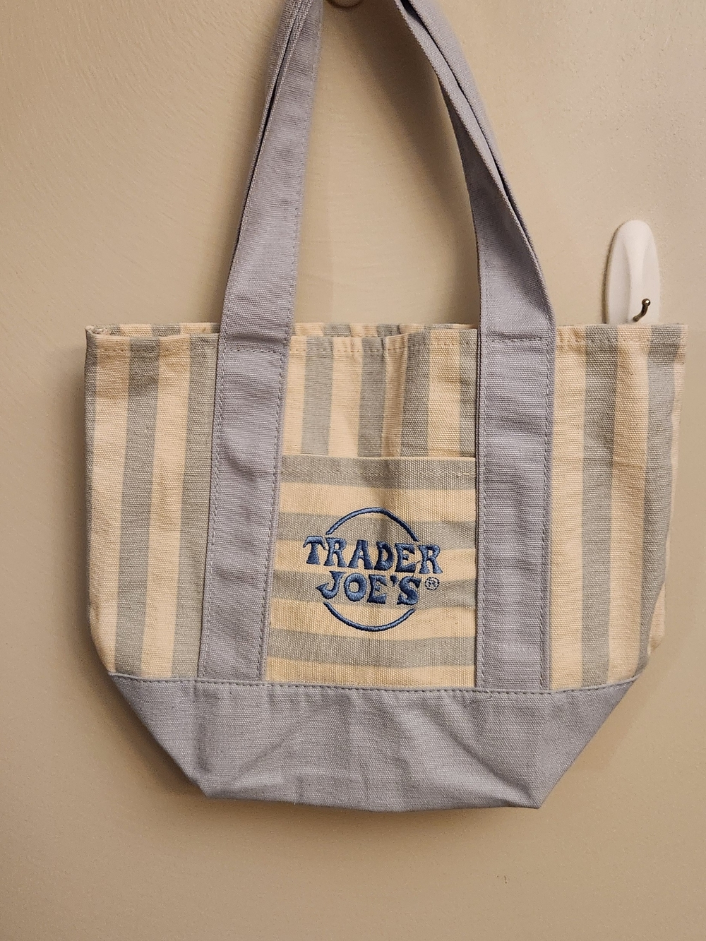 Trader Joe's Blue and Cream Striped Canvas Tote (Free With Bundle)